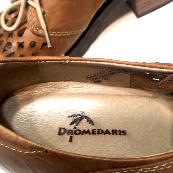 Dromedaris oxford laser cut out block heel EU36 Kaya tan brown - Picture 12 of 16